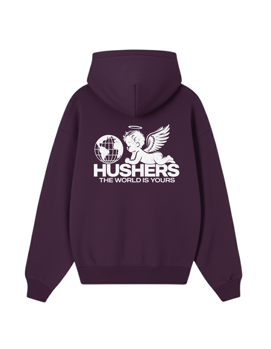 WORLD GAZER OVERSIZED AUBERGINE HOODIE